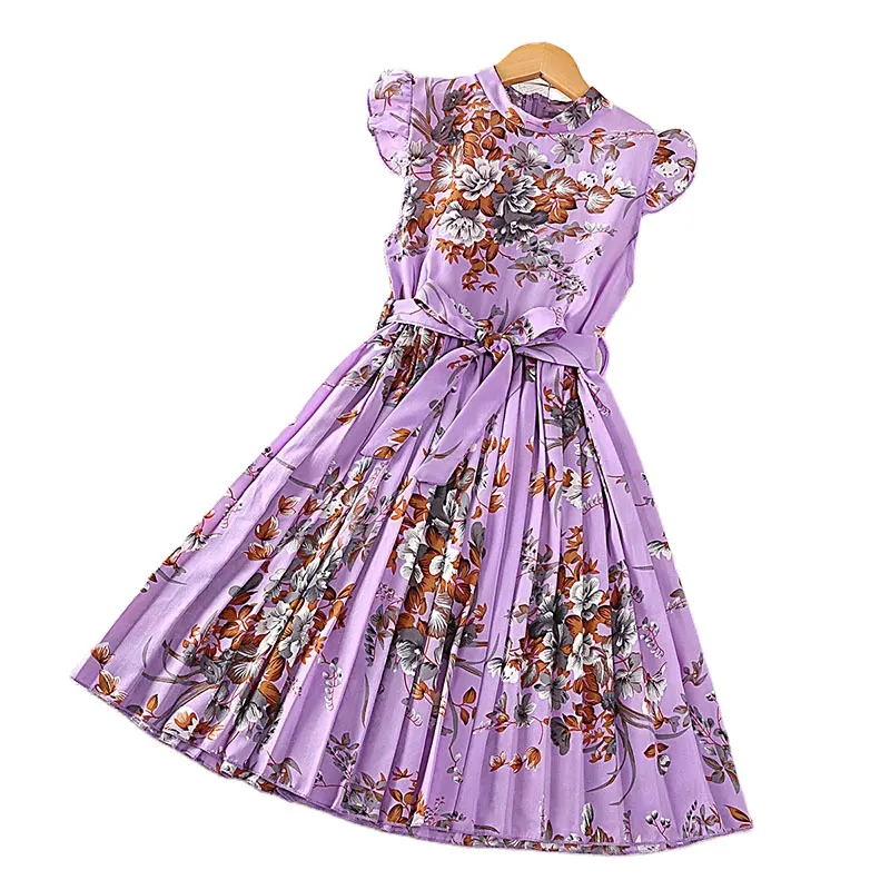 女の子のドレス2024夏の新しい花の子供のスカートレトロなプリンセスドレスバースト外国貿易子供服卸売