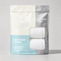 Pochettes personnalisées pour serviettes - Sachets refermables mats avec fenêtre transparente pour l'emballage de textiles de maison et de serviettes de bain