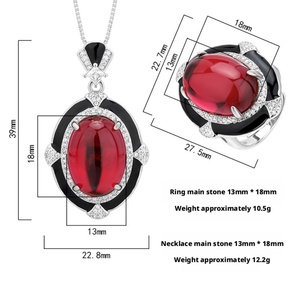Ensemble de bijoux créatif pour mariage, collier et boucles d'oreilles en zircon cubique multicolore, coupe ovale 13*18mm, en cuivre doré, écologique, vente en gros - Product Image 3