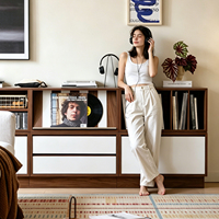 Meuble TV en bois massif de style vintage, meuble de rangement intégré pour salon, idéal pour les petits appartements