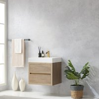 Petit lavabo simple de 24 pouces avec tiroirs OEM Lavabo mural en PVC Meuble sous vasque de salle de bain
