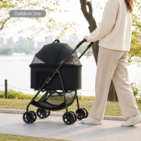 Chariot de transport amovible pour animaux de compagnie d'extérieur, multi-fenêtres, ventilation, pliage en une étape, pour chats et petits chiens, poussette pour chat