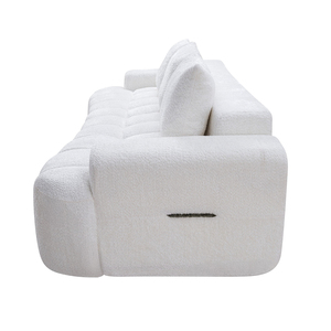 Sofá de Dos Plazas Moderno y Ecológico, Tapizado en Felpa, con Forma Cuadrada y Patas de Madera - Product Image 3