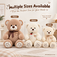 Peluche personnalisée en forme d'ours en peluche avec broderie en forme de cœur, douce au toucher, pour un cadeau de la Saint-Valentin et un cadeau de mariage