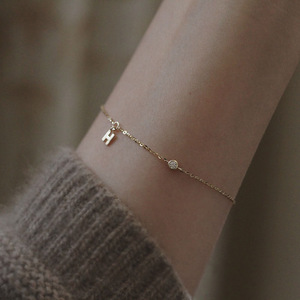 Bracelet lettre en argent sterling Bracelet 26 lettres de l'alphabet Bracelet lettre S925 H - Product Image 3