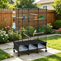 Cage à oiseaux spacieuse à 3 niveaux et 3 colonnes avec roulettes, volière en métal à assembler soi-même pour oiseaux de compagnie, utilisation intérieure et extérieure