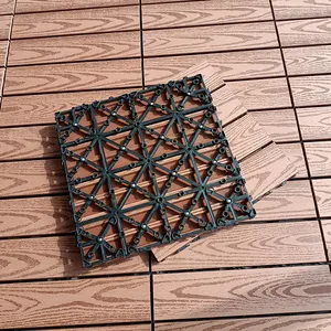 Vinyl 3d Embossed Terrace Interlocking Composite Wpc Flooring Tiles