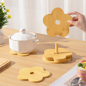 Solid wood heat-insulating <b>mat</b>, household anti-scalding placemat, round casserole <b>mat</b>, cup <b>mat</b>, bowl <b>mat</b>, <b>plate</b> <b>mat</b>, vegetable - Product Image 1