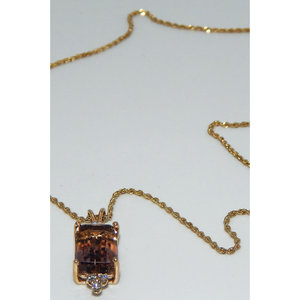 14K oro Ametrine & diamante ciondolo con catena di corda collana - Product Image 1