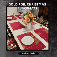 Sets de table réutilisables en feuille d'or écologiques modernes pour Noël, serviettes transfrontalières, décorations de table à manger, isolation thermique en plastique