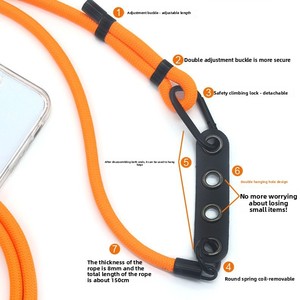 Cordon de téléphone en corde de 8 mm d'épaisseur avec logo personnalisé, sangle télescopique réglable pour port croisé, cordon anti-perte pour extérieur - Product Image 3