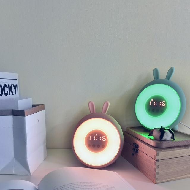 Kids Sunrise Wake up Table Snooze Digital Alarm Clock Night Light