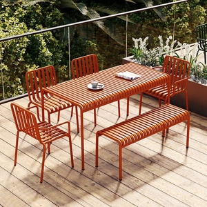 Set Tavolo e Sedie <span class=keywords><strong>da</strong></span> Esterno in Ferro Nero - Design Moderno Leggero per <span class=keywords><strong>Giardino</strong></span>, Villa, Cortile, Veranda, Hotel, Caffetteria - Product Image 5