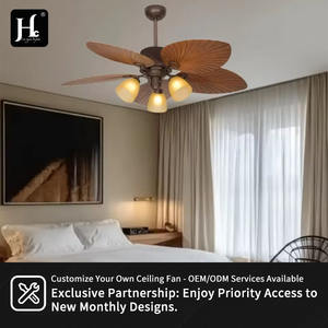 48-Inch Classic Design Vintage <b>Ceiling</b> <b>Fan</b> High RPM Big Air Flow ABS Palm Leave Rattan Blade <b>Remote</b> <b>Control</b> Switch Pull Cord - Product Image 6