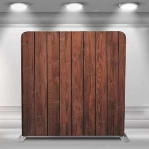 8x8 affichage de toile de fond de mariage en bois foncé avec cadre en aluminium taie d'oreiller en tissu de Tension double face bannière de support de photomaton - Product Image 1