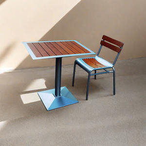 वाणिज्यिक 24 "x 30" इनडोर/आउटडोर ब्लैक सिल्वर एल्यूमीनियम फ्रेम पेटियो टेबल के साथ तालिका - Product Image 3