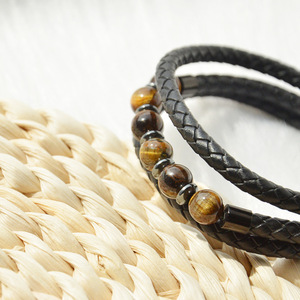 Tiger Eye <b>Beaded</b> <b>Bracelet</b> For <b>Men</b> Adjustable Vintage Style Multi Layered Leather Wrap <b>Bracelet</b> 7.5 8.5 9 Inches Gift Jewelry - Product Image 2