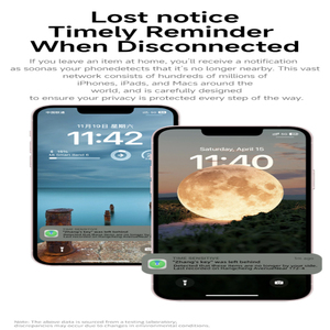 Traceur intelligent anti-perte double système Apple Find My Google Find Hub pour clés, sacs, bagages, Bluetooth iOS Android, 4 couleurs - Product Image 3