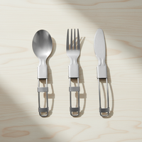 Ensemble de couteau, fourchette et cuillère pliants en acier inoxydable, portable, multifonctionnel, pour le camping et les pique-niques