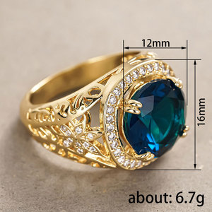 Blue Hollow Pattern Design Ring Classic Finger Ring for Women - Product Image 4