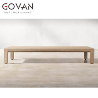Table basse de patio moderne de luxe en teck massif, résistante aux intempéries, pour jardin, villa, balcon