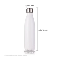 Bouteille d'eau isotherme à double paroi en acier inoxydable 304, 16 oz, blanche, personnalisable, avec couvercle, pour le sport – Vente en gros
