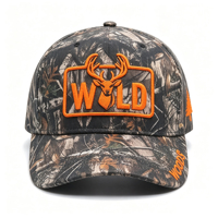 Casquette de baseball de chasse camouflage forestier en gros, broderie orange multi-positions, durable, pour activités de plein air