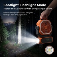 Ventilateur de refroidissement portable 5000 mAh pour l'extérieur, en ABS résistant aux chutes, avec lampe torche LED, multi-vitesses, pour le camping et les voyages