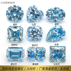 Cadermay Sea Blue Moissanite Gemstone Square Cushion Cut 1 To 4 Carat For Jewelry Making - Product Image 5