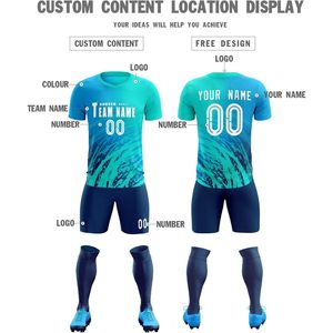Camiseta de Fútbol Personalizada con Nombre y Número, Sublimada, Impresión 3D, Cuello en V, Uniforme Transpirable Unisex para Adultos - Product Image 3