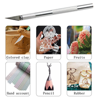 Couteau à découper en métal argenté DIY Sculpture Model Making Aluminium Pole Art Knife Wood Carving Blade Manual Tool Set