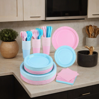 Lot de vaisselle jetable unie pour fêtes, comprenant assiettes, gobelets et serviettes en papier, fournitures de fête