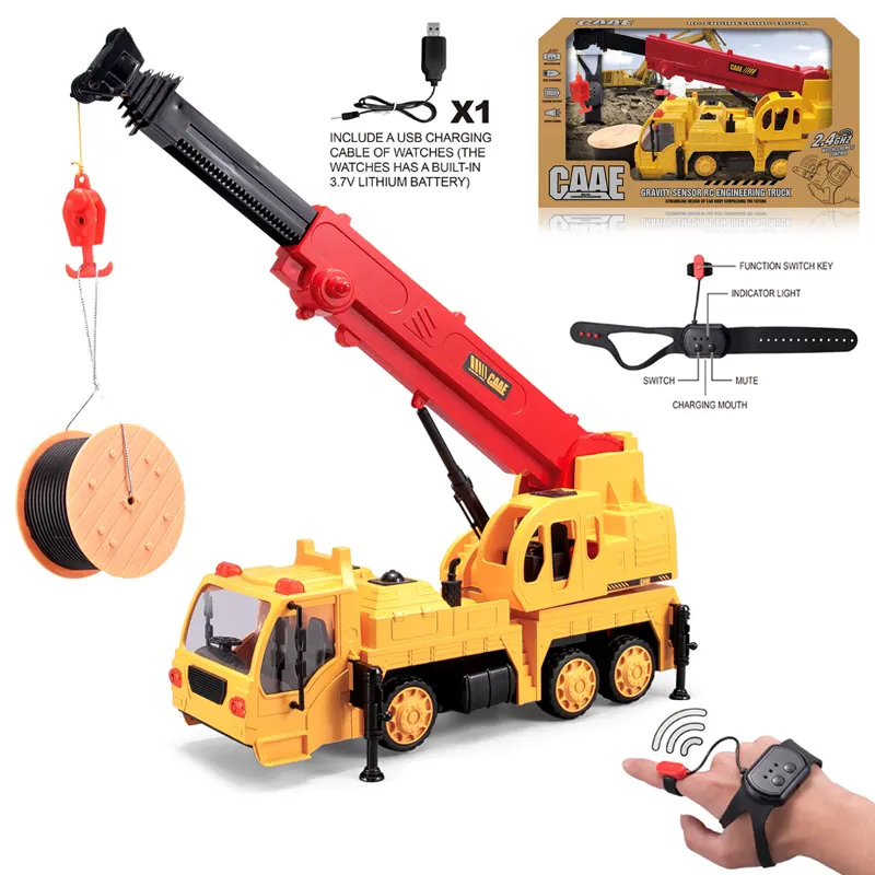 Kids 1:32 2.4G Construction Engineering Vehicle Toys Plastic Crane Remote Control Trailer Lifting Manual Wireless Rc Truck