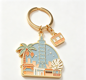 <b>Custom</b> Metal <b>Keychain</b> Enamel Cityscape Cartoon Key Ring Waterproof Lightweight Souvenir Gift - Product Image 2
