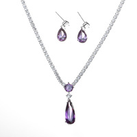 Ensemble de bijoux en zircone de conception simple-boucles d'oreilles goutte d'eau et collier pour les soirées mariée demoiselle d'honneur fiançailles ou cadeau