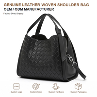 Sac fourre-tout mini tissé en cuir véritable fait main pour femme avec logo personnalisé, léger, à poignée supérieure, sac à bandoulière pour le quotidien et le week-end