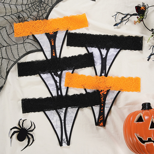U542 eo thấp Halloween mô hình thiết kế Orange <span class=keywords><strong>knickers</strong></span> ngoại quan không có hiển thị phụ nữ băng lụ<span class=keywords><strong>a</strong></span> ren đồ lót quần lót liền mạch trong kho - Product Image 2