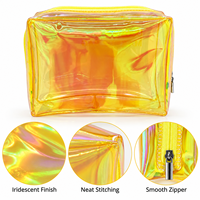 Sac cosmétique holographique en PVC effet laser, fermeture éclair métallique irisée, pour voyage, vacances, usage quotidien, couleurs personnalisées, vente en gros, OEM