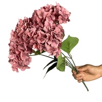 Buket bunga dekorasi pernikahan, seni hutan unik 5 kepala bunga simulasi Hydrangea batang panjang untuk dekorasi pernikahan buatan