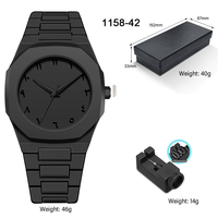 Montre à quartz à chiffres arabes, boîte cadeau de luxe, ultra-fine, grand cadran, montre à quartz en plastique, étanche, montre pour homme