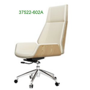 Silla de Oficina de Madera Simple y Cómoda con Respaldo Alto, Altura Ajustable y Ruedas Giratorias 37522-602A - Product Image 1