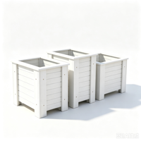 Jardinière extérieure en WPC (bois-plastique) de très grande taille, bac de plantation pour patio et jardin, pot de fleurs blanc extra-large