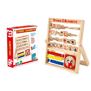 Studia L'Alfabeto - Tablero de Aprendizaje del Alfabeto de Madera de 24x20x12 cm con Ábaco y Reloj para Educación Temprana de 3 a 6 Años, Italia - Product Image 2