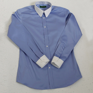 Chemise Habillée Bleue 100 % Coton avec Col Blanc et Poignets Blancs pour Homme, Chemise Formelle Homme Personnalisée Haut de Gamme, RTS/OEM - Product Image 4