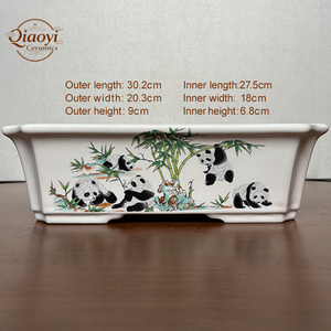 Vaso di Bonsai in ceramica di grande stile rettangolare contemporaneo fatto a mano decorazioni per alberi di fiori ad alta temperatura Yixing al forno <span class=keywords><strong>giardino</strong></span> di ceramica - Product Image 2