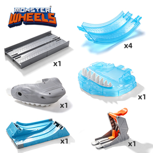 Monster Wheels Parcours de course en spirale 360° sur le thème du requin avec voitures à lancement par pression, lumières et sons, 1 pièce - Product Image 2
