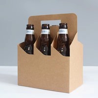 Vente en gros de porte-bière et porte-vin portable pas cher, lot de 6, boîte en carton ondulé kraft personnalisée, impression en relief, matériaux recyclés