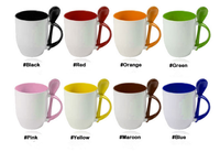 Tasses en céramique vierges de 12 oz pour sublimation couleur avec motifs imprimables – Vente en gros – Taza con Cuchara de 12 oz avec sublimation