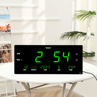 Jam Dinding Digital LED Modern dengan Alarm dan Tampilan Suhu, Desain Persegi Panjang untuk Kamar Tidur, Ruang Publik, Kantor - Langsung dari Pabrik