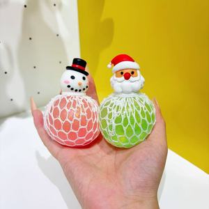 <b>Christmas</b> 3D Santa Snowman Squishy Ball Rubber Glitter Stress Relief <b>Mini</b> Holiday Fidget Toy - Product Image 2